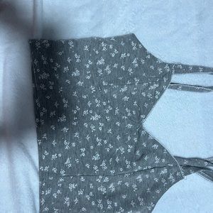 forever 21 floral grey and white tank